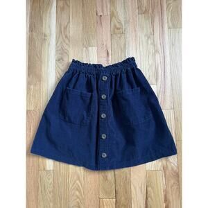 Hanna Andersson Navy Blue Corduroy Elastic Skirt Buttons Pocket Girl (Youth 10)